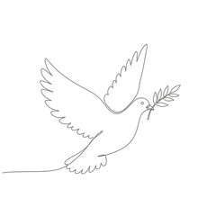Dove with olive branch isolated on white background