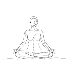 Woman in lotus position isolated on white background