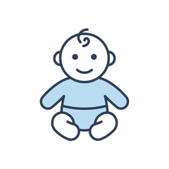 Adorable blue baby illustration depicting children's image effects for graphics and design. Cute baby icon with cheerful expression evokes image effects associated with children's themes,