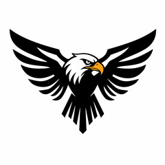 Obraz premium Image effects create stylized logo of an eagle in mid-flight. Image effects with contrasting shades and stylized design makes powerful symbolism. Concept image effects for branding or emblem design,
