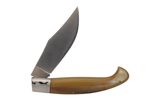 Handcrafted "Arburesa" skinning knife ox horn handle. Sardinia, Italy