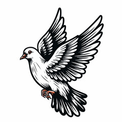 Obraz premium Image FX creation features a flying dove, a symbol of peace and tranquility. Image FX design with elegant wings spread, showcasing freedom and hope,