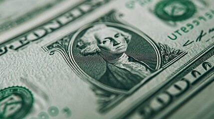 Macro view of the textured surface of a US dollar bill, intricate details, security features