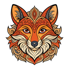 Red fox head cartoon vector illustration, a cute wild mammal design
