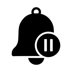 Obraz premium Silhouette icon of notification bell with pause symbol for digital break awareness