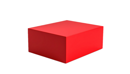 Vibrant Red Rectangular Block Isolated on a Transparent Background 3D Rendered Geometric Shape Isolated Transparent Background