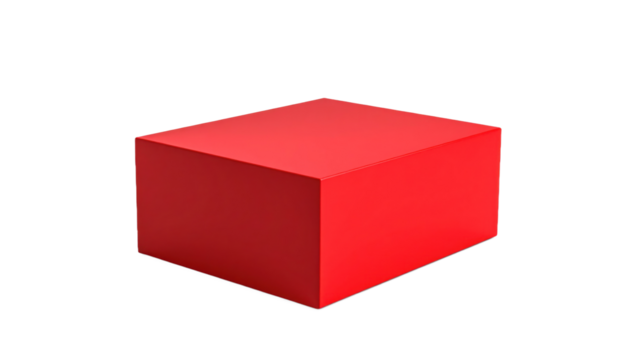 Vibrant Red Rectangular Block Isolated on a Transparent Background 3D Rendered Geometric Shape Isolated Transparent Background