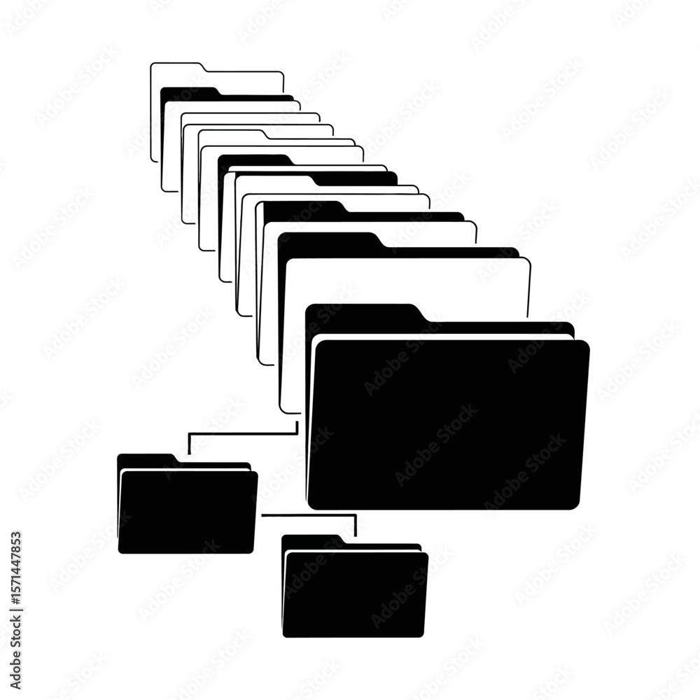 Poster a series of file folders are connected in a network diagram