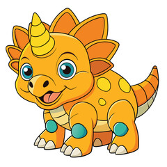 Adorable smiling triceratops dinosaur with short cute legs