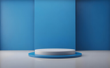 Floating Round Platform in Vivid Blue Minimal Room &ndash; 3D Abstract Scene for Product Branding Display