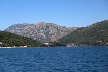 beautiful landscape of Kotor in Montenegro. Horizontal photo. View of mountains and sea. Mountain range