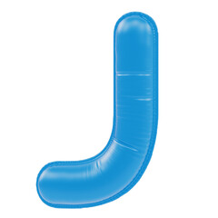 Inflated Alphabet Letter Uppercase J 3d render icon in gold style minimal isolated on transparent white background	
