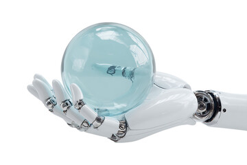 Robot hand holding a crystal ball