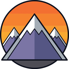 Abstract Mountain Landscape Vector Illustration with Basic Shapes and Color Palette