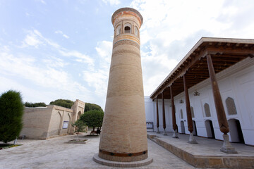 the Minaret inside tomb of Baha' al-Din Naqshband, a founder of Sufi Sunni Islam. the building of bakhautdin naqsband mausoleum.