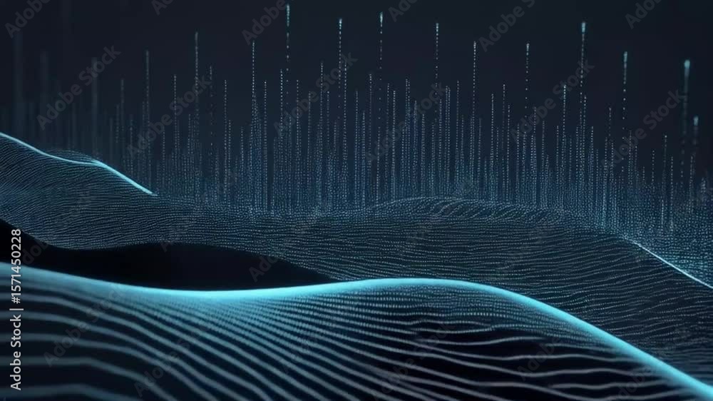 Aufkleber abstract technology structure features blue flowing digital lines and points