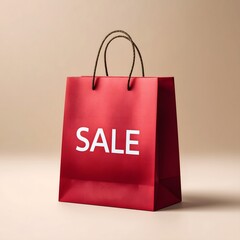 Bright red shopping bag with clean white bold 
