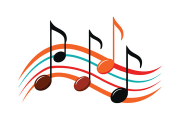 Colorful musical notes vector illustration on a white background