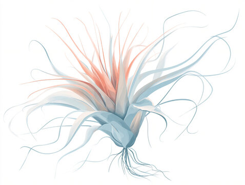 A minimalist vector illustration of a glowing epiphyte with air root patterns