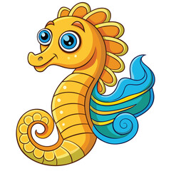 Charming seahorse illustration with a curvy tail and friendly eyes