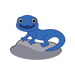 Funny salamander posing on a flat rock in a vibrant vector illustration