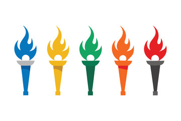 set of olympic torch icon on white background