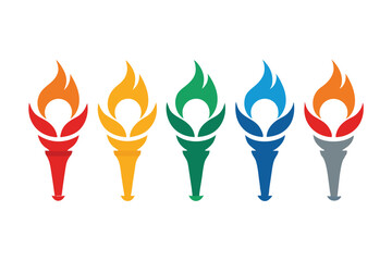 set of olympic torch icon on white background