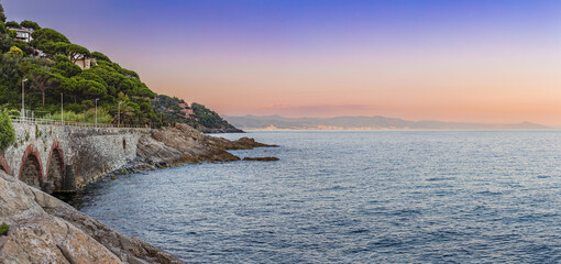 Panoramic view of Varazze, Liguria region, province of Savona, Italy. A beautiful view of the coast...