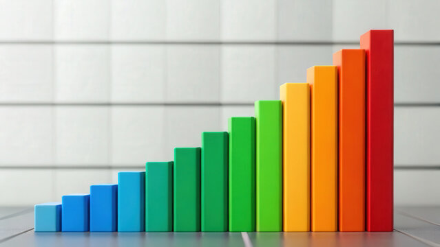 Increasing bar graph represents growth and contribution in various sectors, showcasing progress and success in visually appealing manner