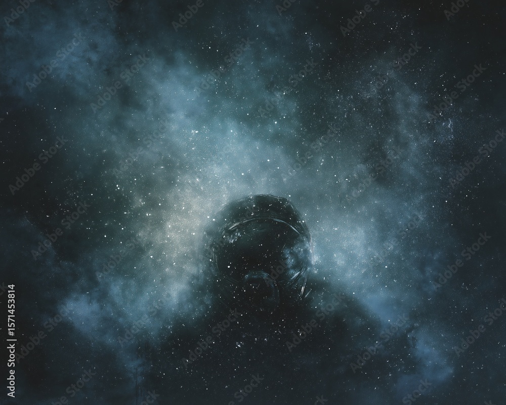 Poster mysterious and moody abstract painting, evoking a sense of the cosmos. swirls of grey and black crea