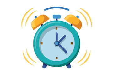 3d ringing alarm clock on white background