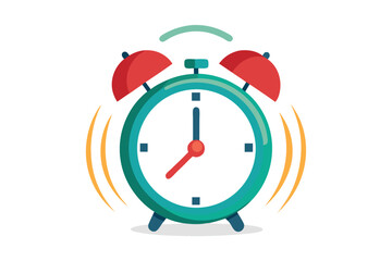 3d ringing alarm clock on white background