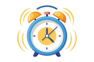 3d ringing alarm clock on white background