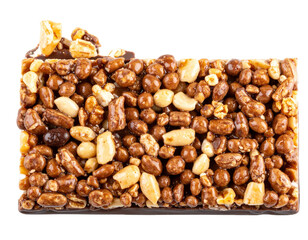 Obraz premium chocolate cereal bar isolated on white or transparent png