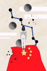 Trend artwork creative photo collage of china asia geo politics european government economy...