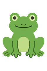 Vector Illustration of a Smiling Green Cartoon Frog