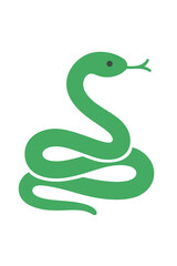 Fototapeta premium Vector Illustration of a Coiled Green Snake on Dark Background