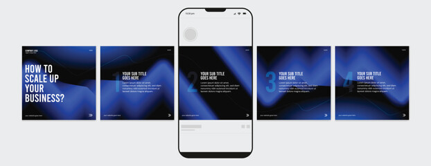 Business carousel post template for advertising, Set of carousel post for Instagram and LinkedIn, Editable social media carousel layout, template eps 10.