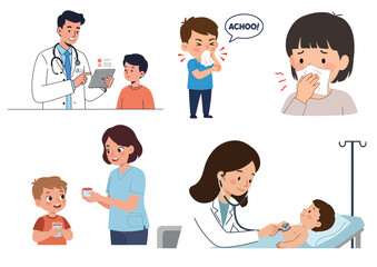 Fototapeta premium Doctors and nurses caring for patients some with illnesses