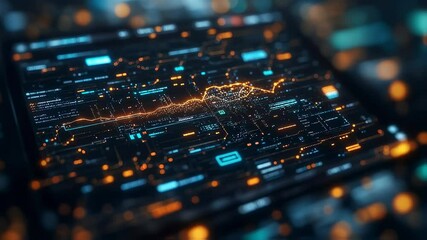 Abstract Digital Data Visualization of Information on a Computer Screen - Powered by Adobe