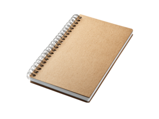 Kraft paper spiral bound notebook with silver binding image, Isolated, Transparent Png