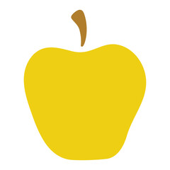 Yellow apple whole, Rosh Hashanah symbol, isolated on transparent. Hand drawn flat vector illustration. Traditional Hebrew New Year clip art, seasonal summer, autumn fruit design element