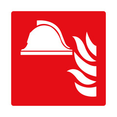 Firefighting equipment set. Red sign. Storage place for essential fire extinguishing equipment collected in one place. Firefighting inventory.