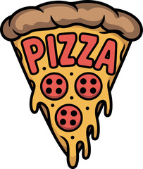 Cute Pizza Slice Typography Vector T-Shirt Design – Melty Cheese & Pepperoni Illustration for Food Lovers
