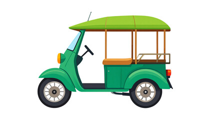 Fototapeta premium Side view of a vintage green Thai songthaew, a popular form of transportation.