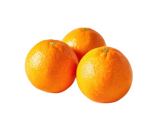 Three ripe navel oranges with textured skin citrus fruit, Isolated, Transparent Png