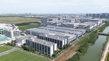 solar power station on rooftop of plant building