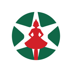 Red silhouette figure inside a green star shape on Revolucion Mexicana concept Mexico