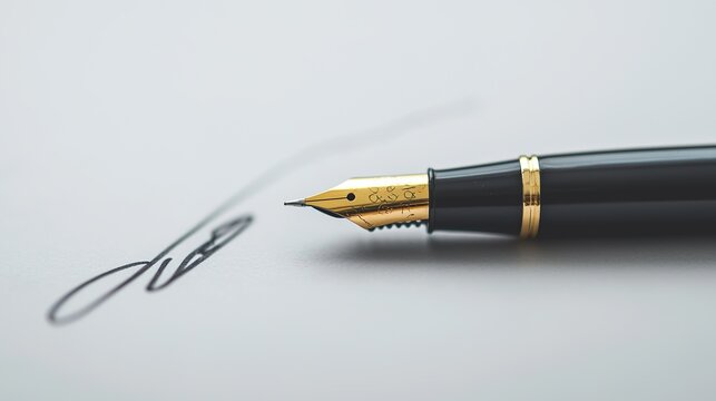 Overhead shot of a pen poised over a signature line on a financial agreement, ready to commit