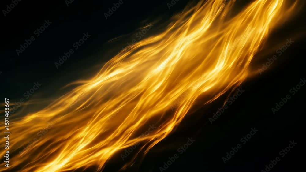 Poster experience the flowing dance of golden energy as light streams and flickers, creating an ethereal an